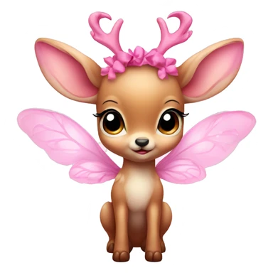 baby deer with fairy wings and a pink bow around its neck  sticker