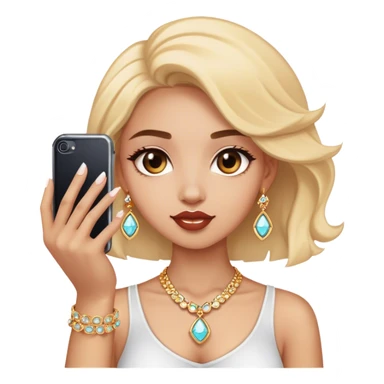 girl taking selfie with jewelry sticker