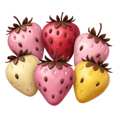 Chocolate-covered strawberries in soft pink, beige and yellow pastel colors sticker