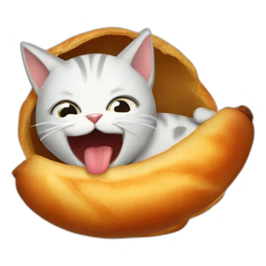 cat biting roast chicket sticker