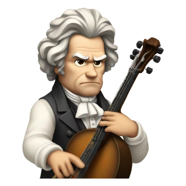 Beethoven looking stern holding banjo sticker