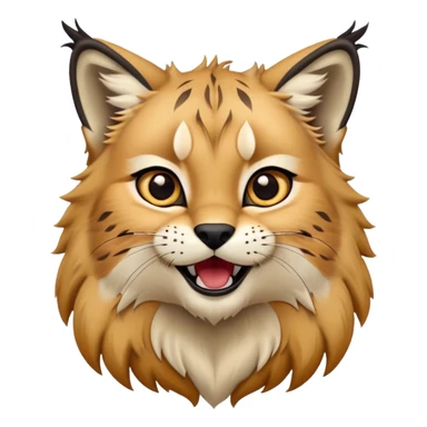 Cinematic-realistic cute-Lynx-Portrait-Emoji – Head tilted dramatically with an exaggeratedly amused expression, featuring a thick, tufted golden-brown coat with striking black ear tufts, wide, expressive amber eyes filled with playful disbelief. zoomed out to show shoulders sticker
