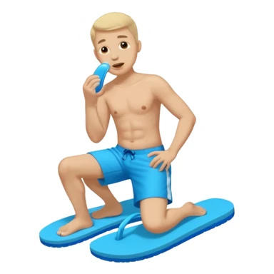 A man is licking a pair of flip-flops. sticker