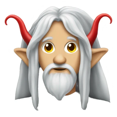 A young elf with long gray hair, yellow eyes and red horns sticker