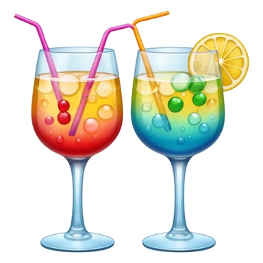 two realistic glasses of cocktail in emoji style sticker