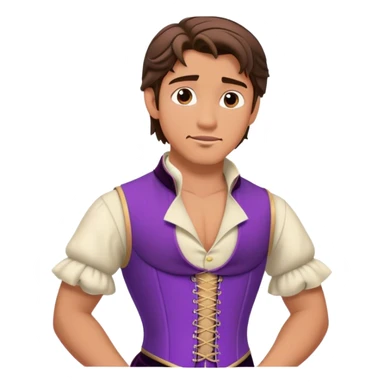 Flynn Rider wearing a purple corset and gown sticker