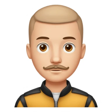 buzz cut boy with moustache sticker
