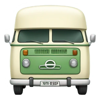 Front of a vintage green and cream van  sticker