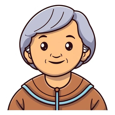 warm smiling grandmother with straight hair and brown eyes sticker