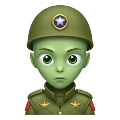 alien, wearing soldier custome, half body sticker