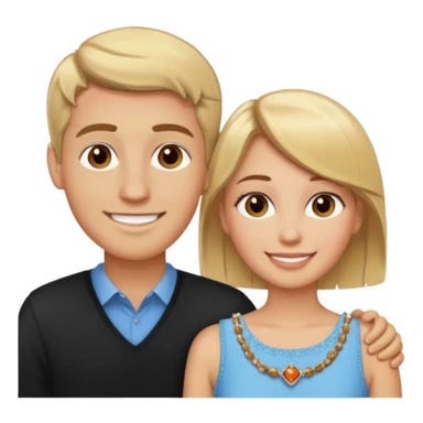create couple emojis, tall blonde beaded guy, and short brown hair hazel eyed girl sticker