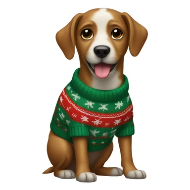 Dog with Christmas sweater sticker