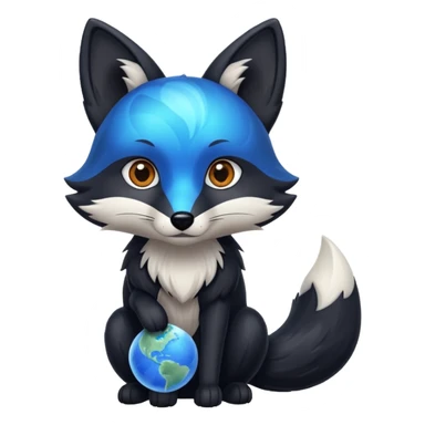 Black fox with blue marble pattern sticker