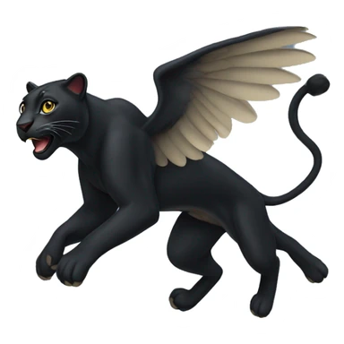 winged black leopard leaping sticker