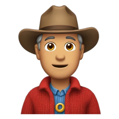 Mister Rogers wearing a cowboy hat sticker