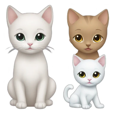 Baby girl light skin - 1 white cat- 1 black cat sticker