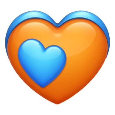 orange heart with blue heart sticker