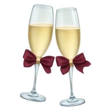 Two glasses of champagne cheering with burgundy bows sticker