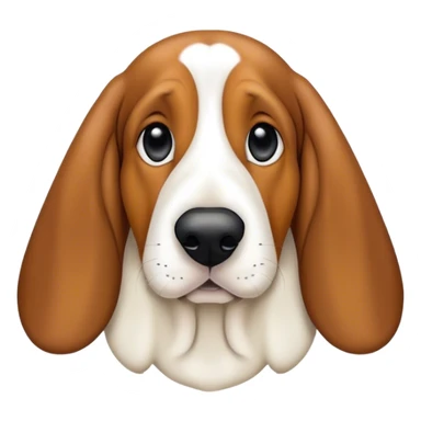 Basset hound mix dog with tan face with white lightly speckled stripe down to black nose  sticker
