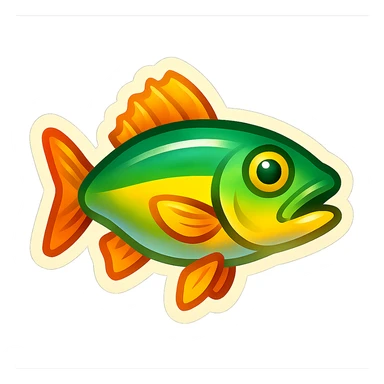 walleye fish, emoji style, bright colors, Twitter Emoji Stickers look sticker