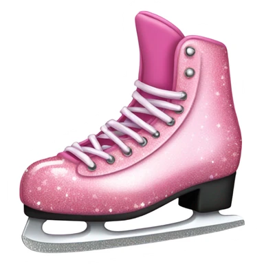 Pink glitter ice skates with hearts and flowers  sticker