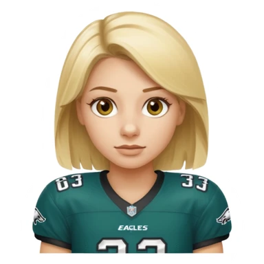 blonde female hazel eyes football player wearing eagles jersey number 33 sticker