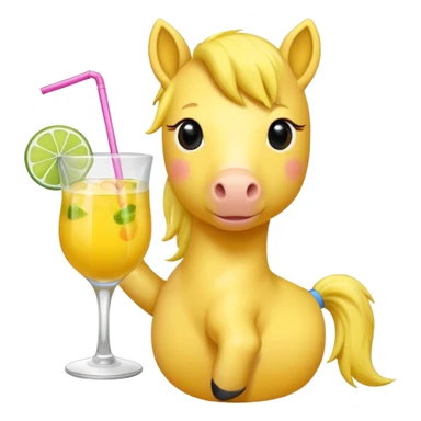 yellow pony drinking cocktail sticker