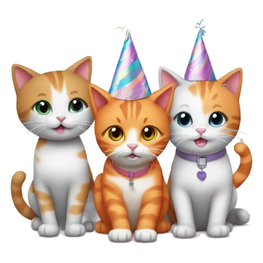 2 orange cats and one gray cat at a birthday party sticker