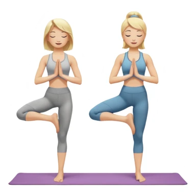 Two women doing yoga both blonde standing pose  sticker