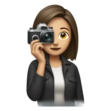woman photographer camera covering face brunette sticker