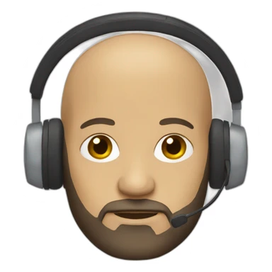 bald man with beard with headset sticker