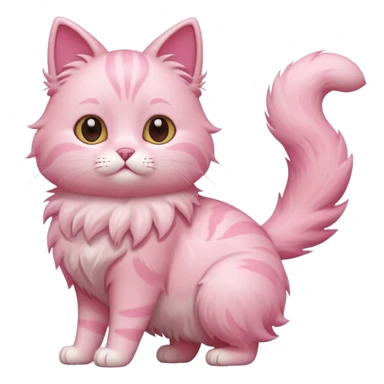 cute pink cat, full body. different body shape, side view. sticker