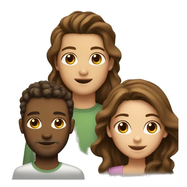 Girl with long straight brown hair next to guy  with short curly brown hair sticker