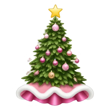 Christmas tree warm vibes with tree skirt and pink and white ornaments  sticker