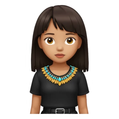 Philippino girl in black fringed shirt, with hand on hip sticker