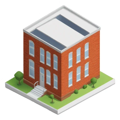 isometric red brick modern English building sticker