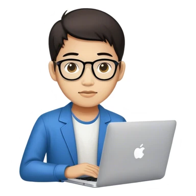 a vietnamese programmer with a macbook sticker
