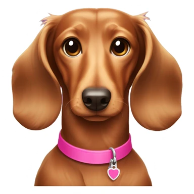 Brown and tan long hair dachshund dog with pink collar  sticker