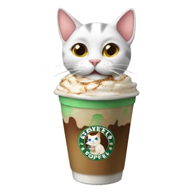 a cat drinking a frappuccino sticker