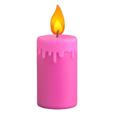 Draw a pink candle with a flame on it at an angle of 15 degrees from the vertical. sticker