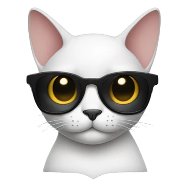 black cat in white short-sleeved shirt with sunglasses on a head sticker