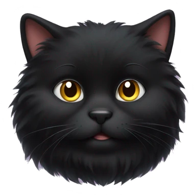 cute fluffy chubby black cat sticker