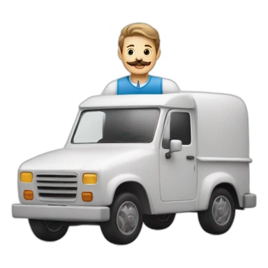 Un homme avec une moustache dans une camionette blanche sticker