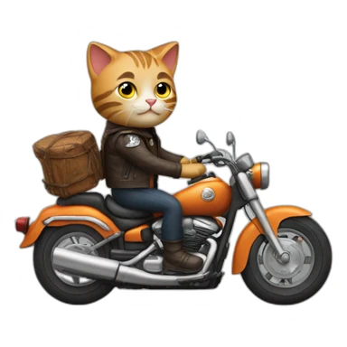 Cat riding a motorcycle sticker