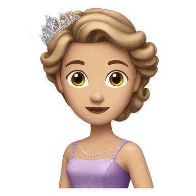 princess with straight light brown hair, brown eyes, light skin, violet dress and a tiara  sticker