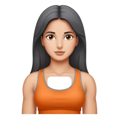 ipretty bratz emoji of katrina kaif wearing a grey tee, muscular sticker