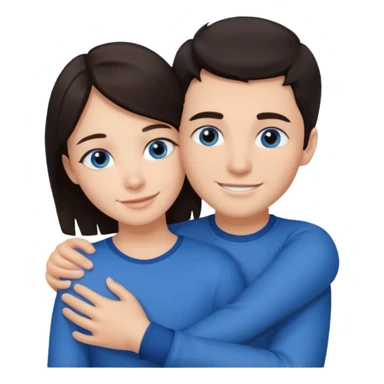  Chłopak z ciemnymi włosami i z ciemnymi oczami przytulający się do brunetki z niebieskimi oczami sticker