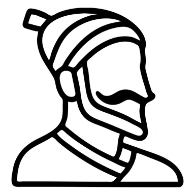 minimalist icon silhouette of Shivaji Maharaj with signature turban and mustache sticker