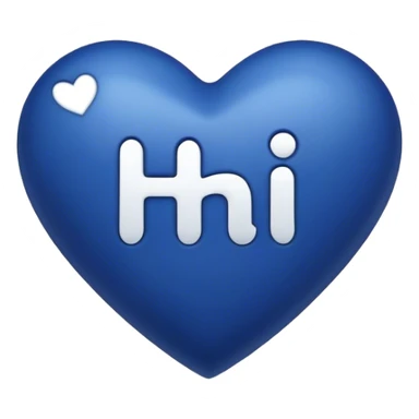 Dark blue heart with the words hi in the middle  sticker