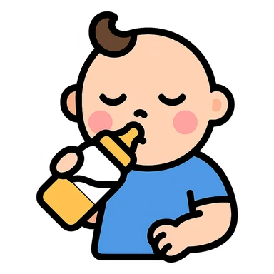 baby drinking from a bottle icon with color and black outlines sticker